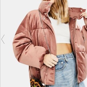 Mauve Pink Velour Puffer Jacket